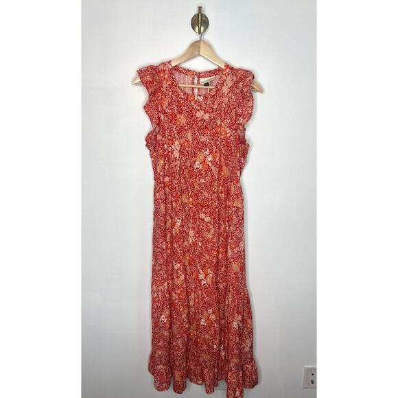 Universal Thread Red Floral Ruffle Tiered Maxi Dress - Picture 1 of 5